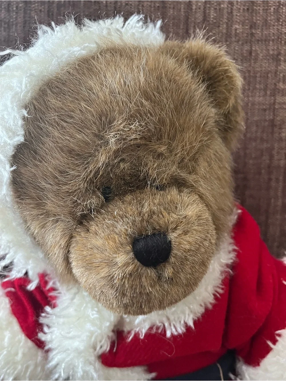 Plush Teddy Bear in Red & White Santa Outfit